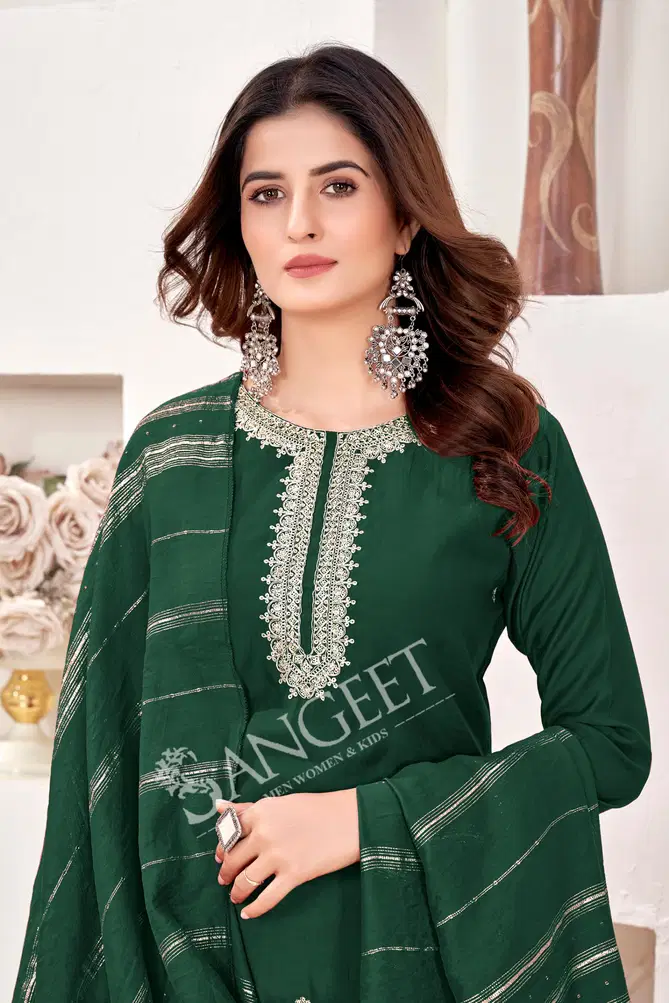 Shakti By Sangeet Roman Silk Designer Kurti With Bottom Dupatta Wholesale Price In Surat